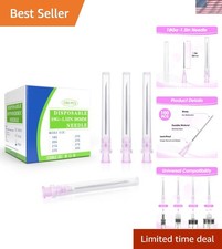 100-Pack of Sterile 18G Plastic and Stainless Steel Needles for Scientific Work