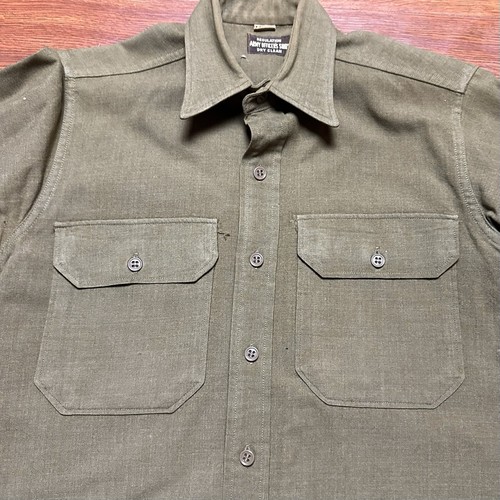 Vtg WW2 Army Regulation Military Officer Shirt 14.5 - 33 WWII Button Pocket Tee - Picture 7 of 21
