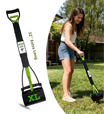 Shinydew Large Dog Pooper Scooper for Yard - 32" Long Handle, No Bending, Green