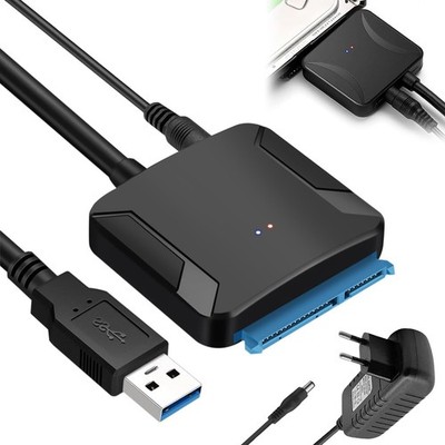 SATA to USB 3.0 Adapter Cable for 2.5/3.5 inch HDD/SSD - Includes 12V/2A Power Adap...