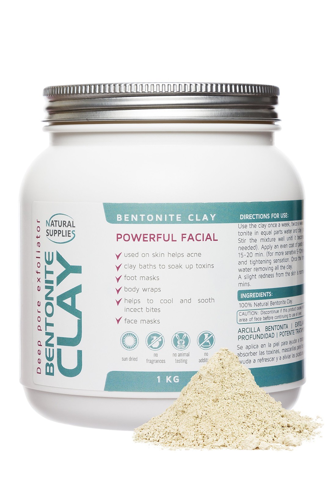 Bentonite Clay 1kg Aztec Indian Healing Clay Deep Pore Cleansing 100% Pure Be...