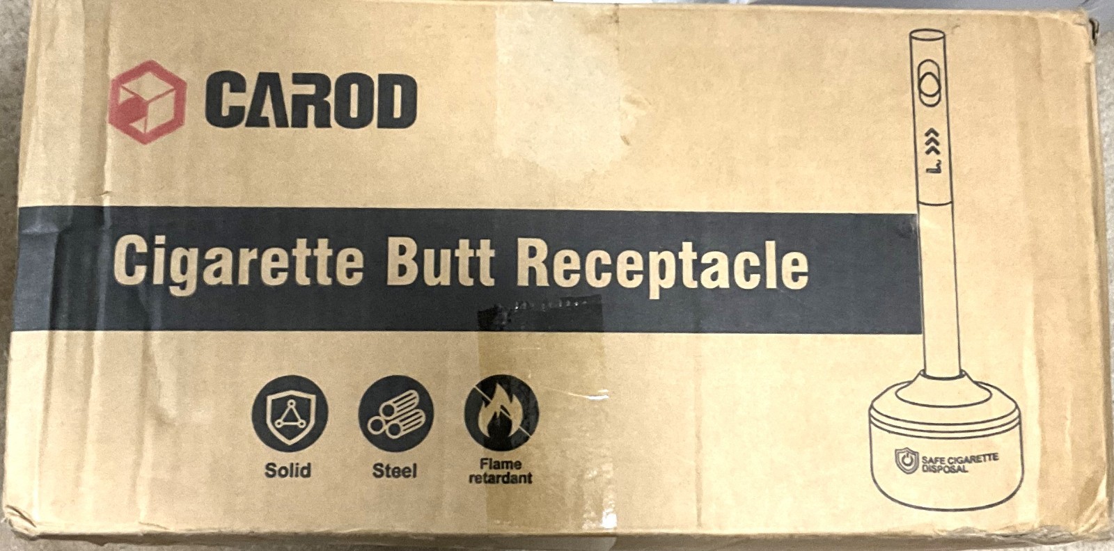 Carod Metal Outdoor Cigarette Butt Receptacle - Rainproof - 4gal - New in Box