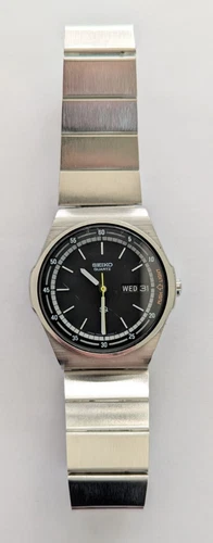 Seiko Quartz SQ 7559-600A Day/Date Black Dial Vintage Men's Watch