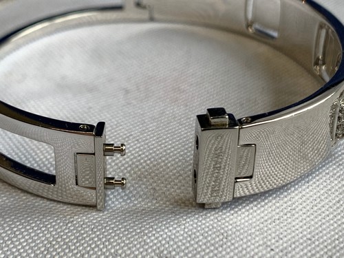 2004 Swarovski Cuff Bracelet Fashion Jewelry 7.5" Clear Crystals Box Clasp - Picture 6 of 24