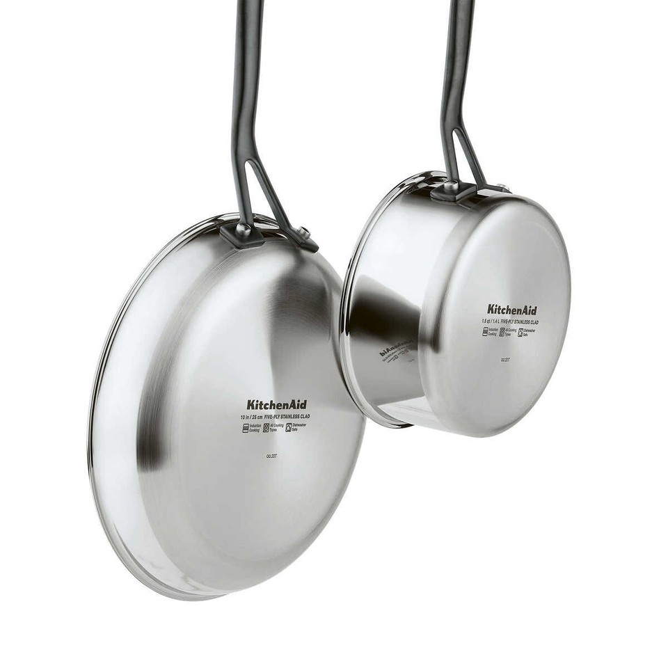 KITCHENAID COOKWARE POTS AND PANS SET STAINLESS STEEL INDUCTION COOKING 11PC SET eBay