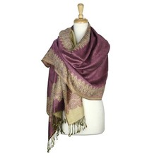 US-SELLER New Reversible Border Paisley Pash, Scarf Shawl Wrap Elegant Colors