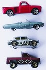 "Hot Wheels" '72 T-Bird, Anglia & 2 Trucks Diecast Toys by Mattel, 4 Toys 1:64