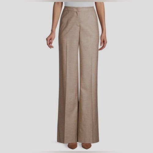 Carolina Herrera Seidenhose gerades Bein vorne flach braun Reißverschluss hinten Größe 12