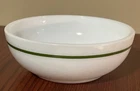 4 Anchor Hocking #935 Vintage Milk Glass Bowls Green Stripe