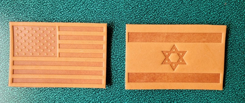 USA And Israel Leather Flag Patches 