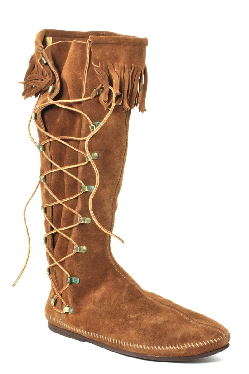 Stivali vintage Minnetonka da donna, taglia 10, in pelle