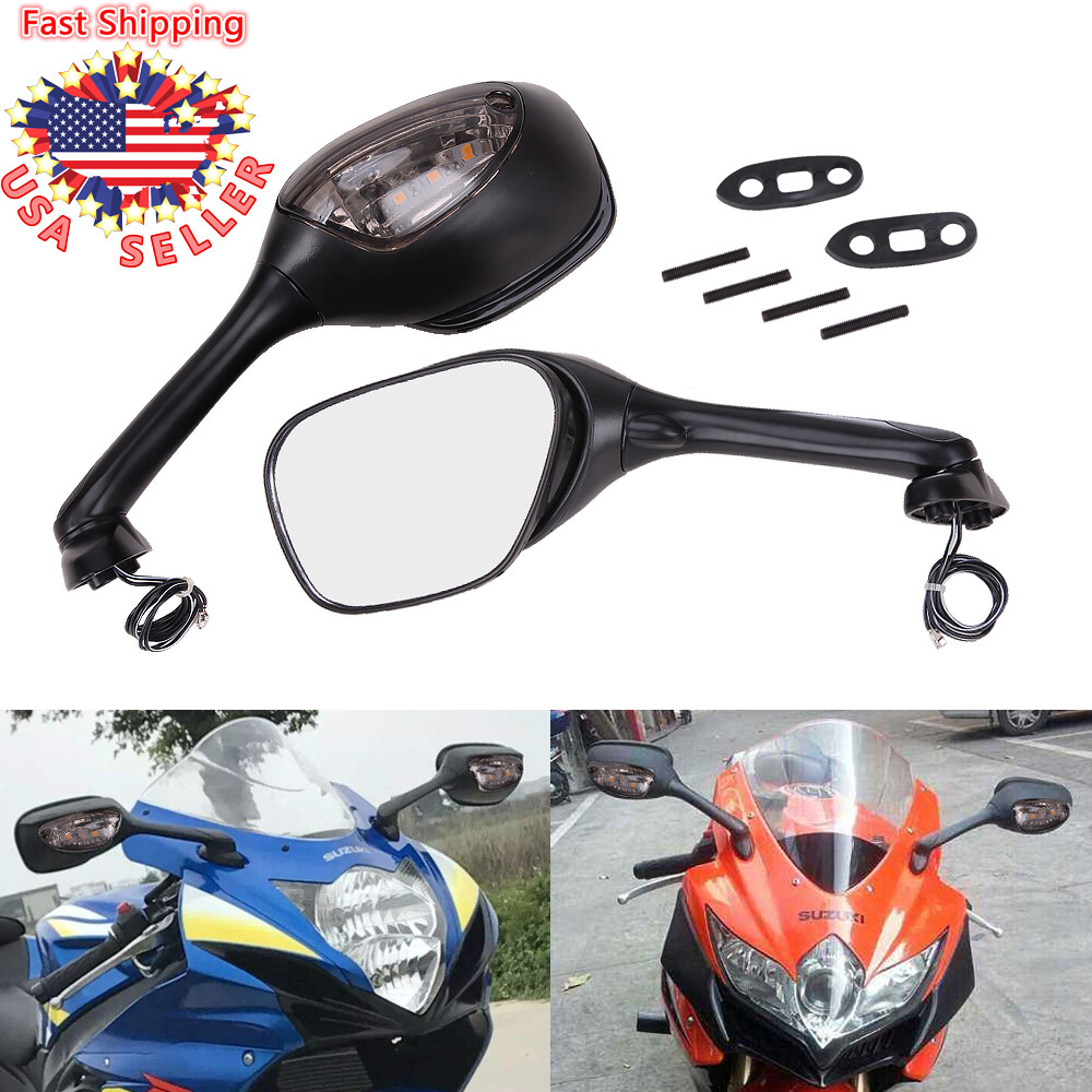 LED Turn Signal Rear View Side Mirrors For Suzuki GSX R600