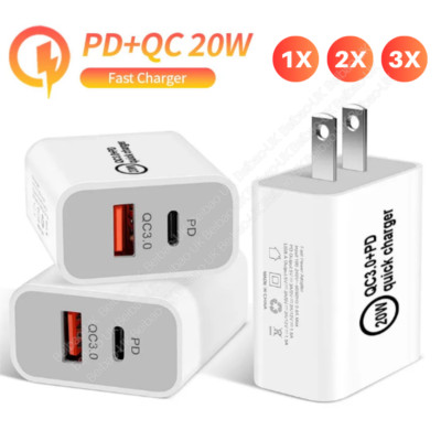For iPhone 15 14 13 12 11 X 20W Fast Charger Block USB Type C Wall Power Adapter