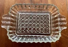 VTG Clear Pressed Glass Anchor Hocking Diamond Pattern Mint/Trinket Dish  7" L