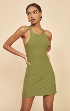 Reformation Mel Ribbed Body-con Green Dress Size Medium 