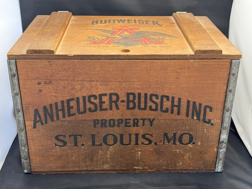 Vintage 1976 Budweiser Anheuser Busch Centennial Wooden Beer Crate Box 1876-1976