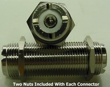 5 UHF DOUBLE FEMALE BULKHEAD BARREL CONNECTORS 1.75" LONG FOR PL-259 CONNECTORS