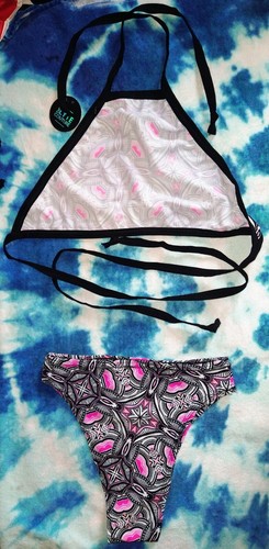 NWT The Lyte Couture Pink And White Geometric Rave/Festival Set ~ Sz XS - Picture 3 of 4