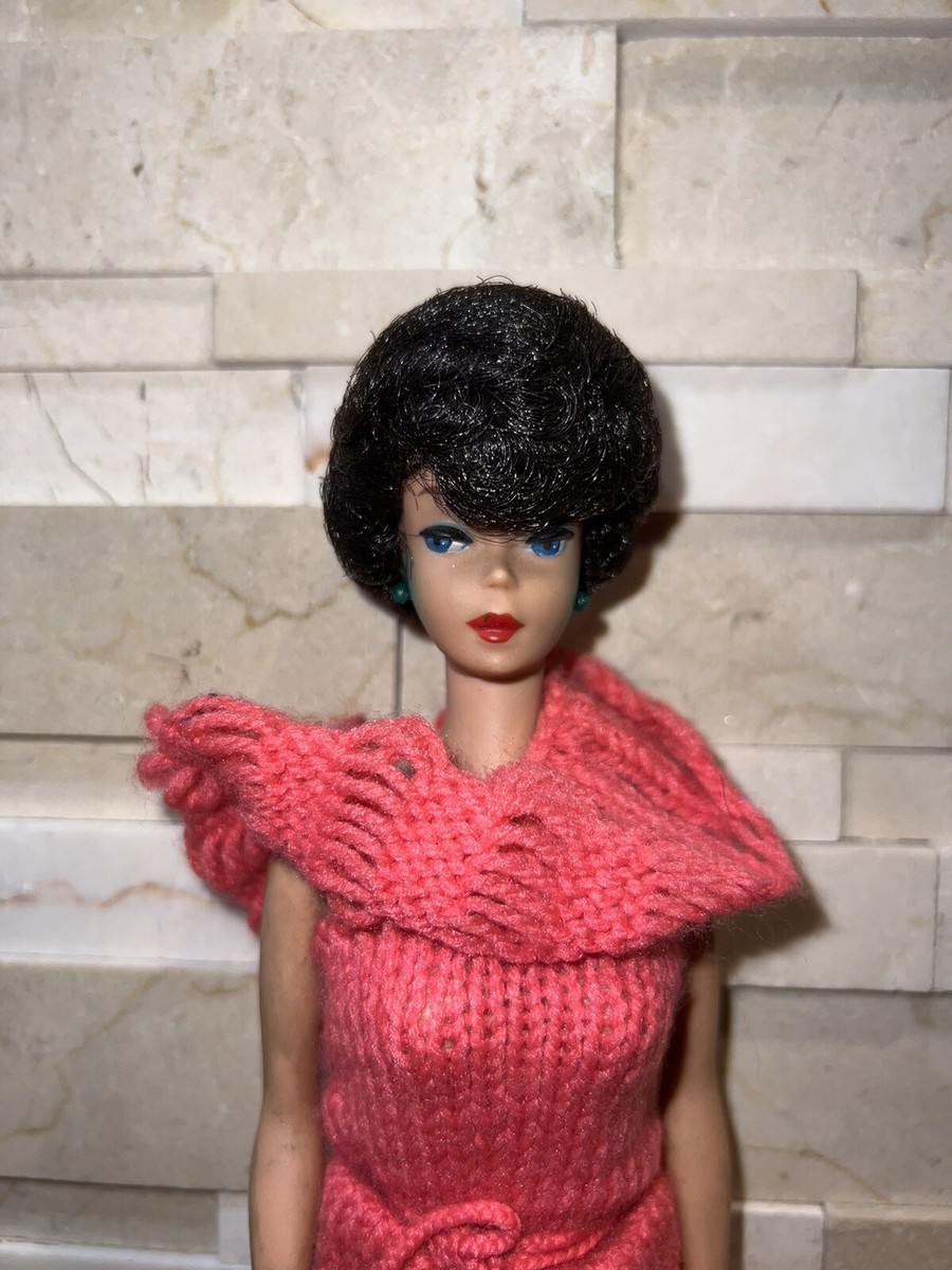 VTG 1958 Mattel Barbie Bubble Cut Doll Black Hair Blue Eyes