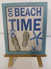 On Beach Time Self-standing Sign Plaque 3D Wood