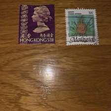 Hong Kong - 1975 - 82 Queen Elizabeth $1.30 + Malaysia 50c
