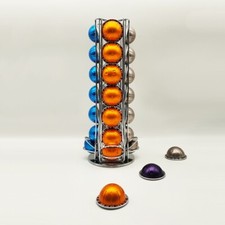 Nespresso Vertuo Coffee Pod Holder – Rotating Metal Stand | Holds 28 Pods Silver