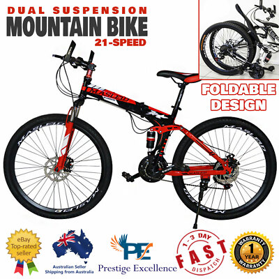 Dual Suspension Mountain Bike 21 Speed Foldable Bicycle Mens
