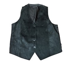 Equestrian Vtg Suede Leather Vest Lg Black Waistcoat Western Rodeo Preppy USA