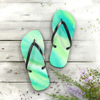 Watercolor Green Flip Flops