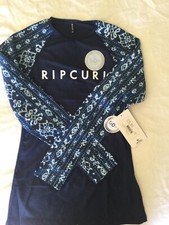 Rip Curl Women s Tropic Shack Relaxed Long Sleeve Rash Guard Blue Size 8 NWT