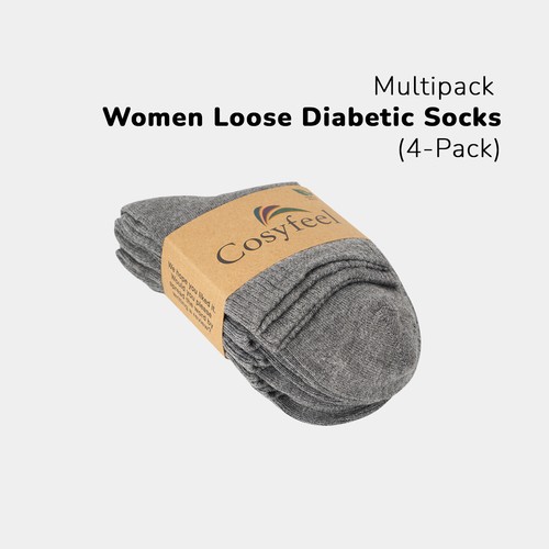 Cosyfeel® Women Loose Diabetic Ankle Socks 4-Pack Bamboo Material Seamless Toe - Picture 48 of 231
