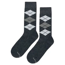 NWT Argyle Top Gray Dress Socks Novelty Men 8-12 Crazy Fun Sockfly