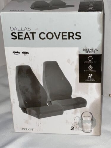 PILOT AUTOMOTIVE Gray Car Seat Cover Universal Set of 2 SC-680 Easy Install NEW! - Zdjęcie 1 z 5