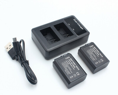 2x NP-FW50 Camera Battery & LCD Charger Station For Sony Alpha A6500 A6300 A6000