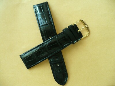 Genuine Black Alligator Strap Band Padded And Stitched fits IWC