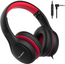 Wired Kids Headphones, 85dB/94dB Volume Limited, Over Ear Headphones Black/Red