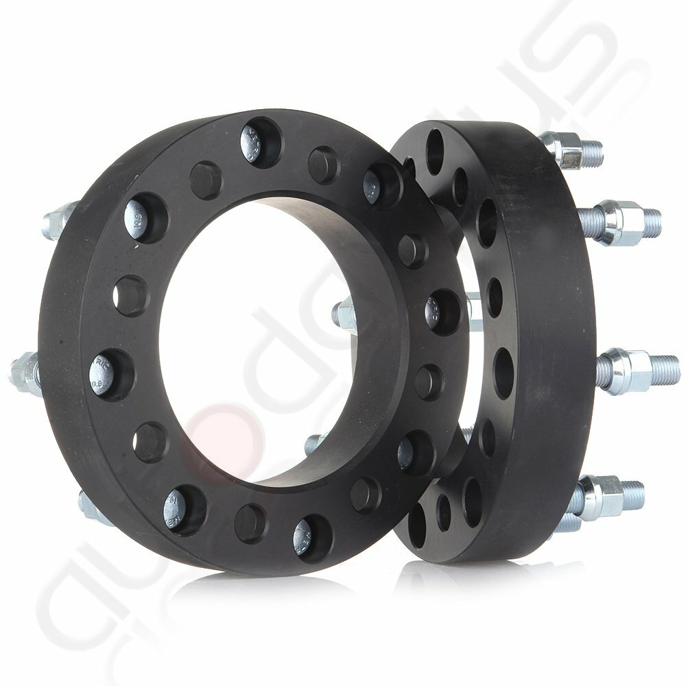 Hex Autoparts 4x 1.5" Black Wheel Spacers Adapter – 8x6.5 To 8x180 For Chevy GMC 2500HD, Includes Lug Bolts & Nuts