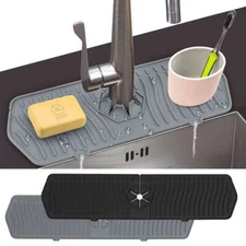 Kitchen Faucet Sink Splash Guard Silicone Drain Pad Water Catcher Tray Slip Mat