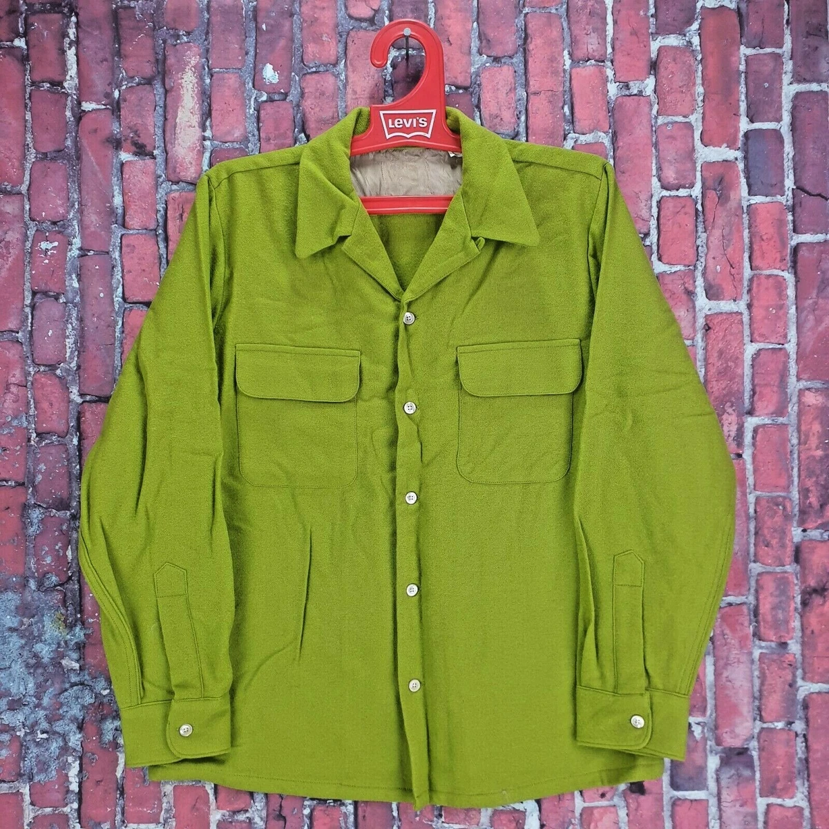 Levis Vintage Clothing LVC 1940s Wool Western Lumberjack Green Shirt S 170 New