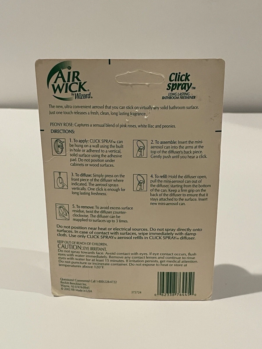 Air Wick Wizard Click Spray Peony Rose Bathroom Freshener .32 oz
