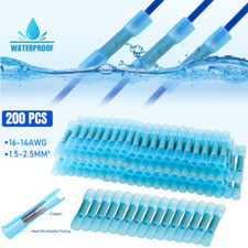 200/100Pcs 14-16 AWG Heat Shrink Butt Wire Splice Seal Connectors Crimp Terminal