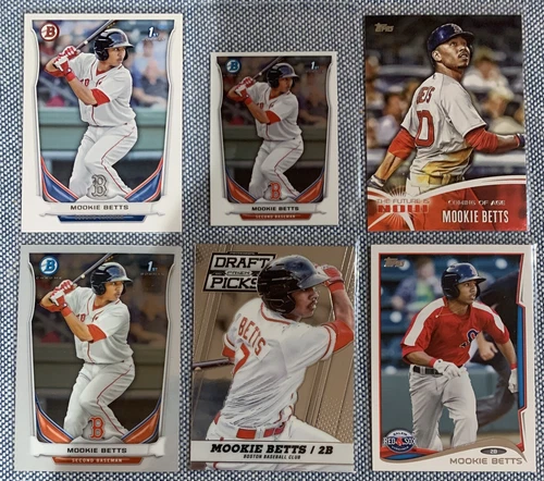 Mookie BETTS🔥RC Lot (6 Diff) 2014 Topps Minors Bowman Chrome Prizm NM Red Sox📈