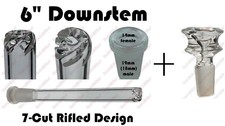 6" Glass Downstem Rifled Cut Perc 19mm  18mm  to 14mm Low Profile  Bowl