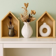 $60 Hanna Andersson Bamboo Wood Wooden Wall Decorative Shelves Set 2 Bookcase