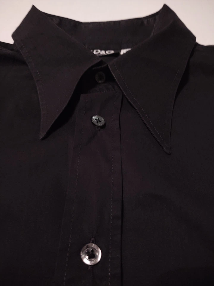 DOLCE & GABBANA Button Front THIN 100% Cotton Size 40 Black Shirt MADE IN ITALY - Image 2 of 4