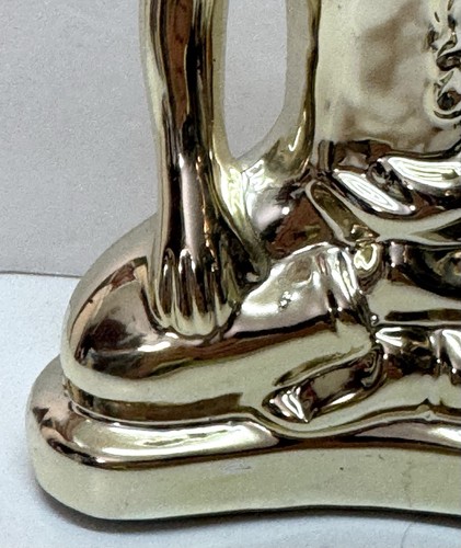 Chinese Tibetan Gilt Silver Ceramic Buddha Statue Figurine 8.25" - Picture 4 of 13