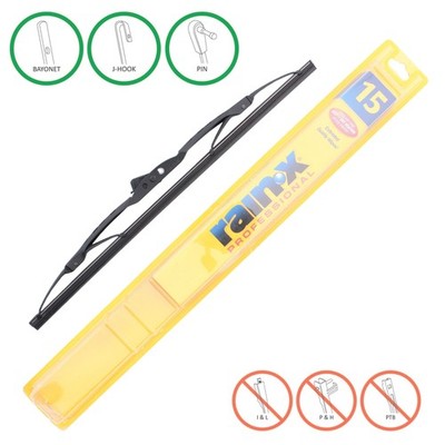 Rain-X RX30115 Professional Wiper Blade 15 Inch- J-Hook Bayonet & Side Pin
