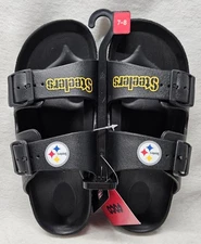 FOCO Pittsburgh Steelers Women's Double Buckle Slide Sandals Size M(7-8)/New 