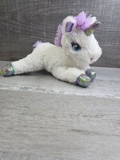 Aurora White Putple Unicorn Plush Purple Sparkly Feet Stuffed Animal b142