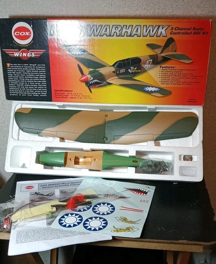 Vintage Cox Wings P-40 Warhawk 3 Channel RC ARF Kit - Image 3 of 3